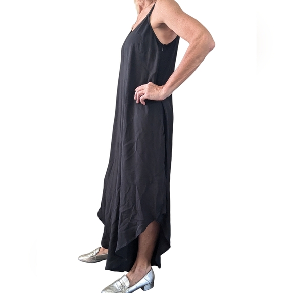 Royalty NY Black Wide Leg Flowy Asymmetrical Harem Romper Jumpsuit Rayon S - Picture 2 of 9